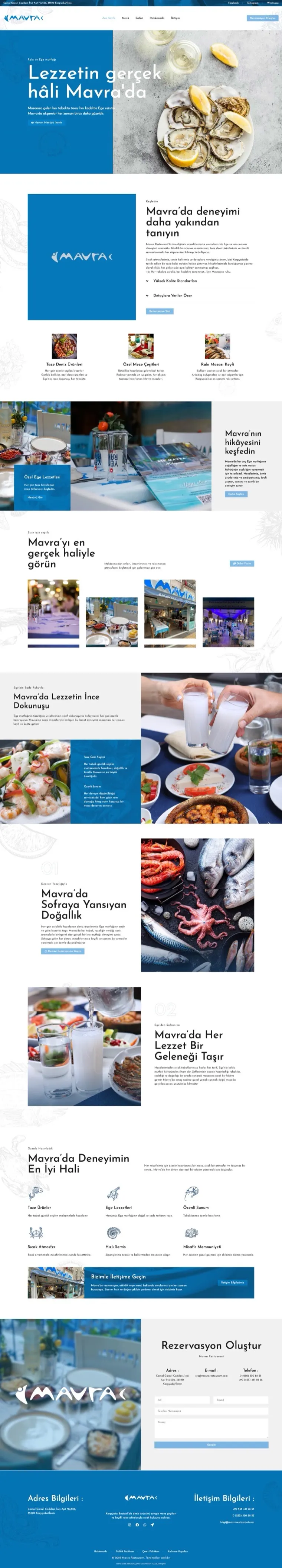 Mavra Restaurant web sitesi ekran görüntüsü