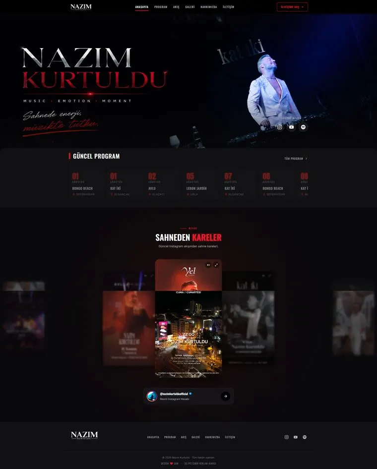 Nazım Kurtuldu İzmir DJ web sitesi ekran görüntüsü