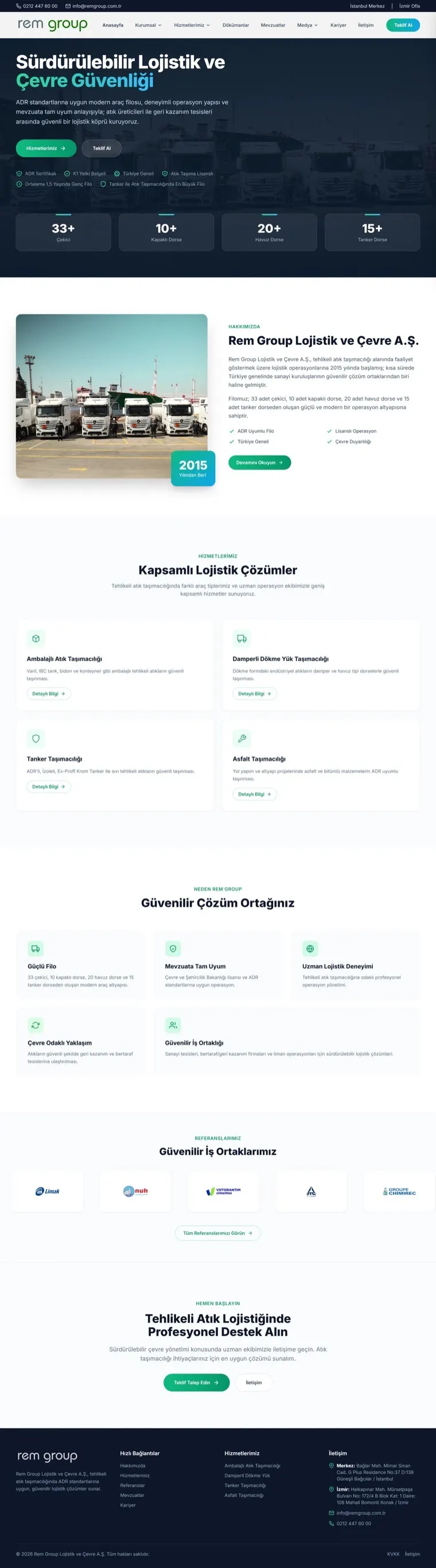 Rem Group Lojistik web sitesi ekran görüntüsü