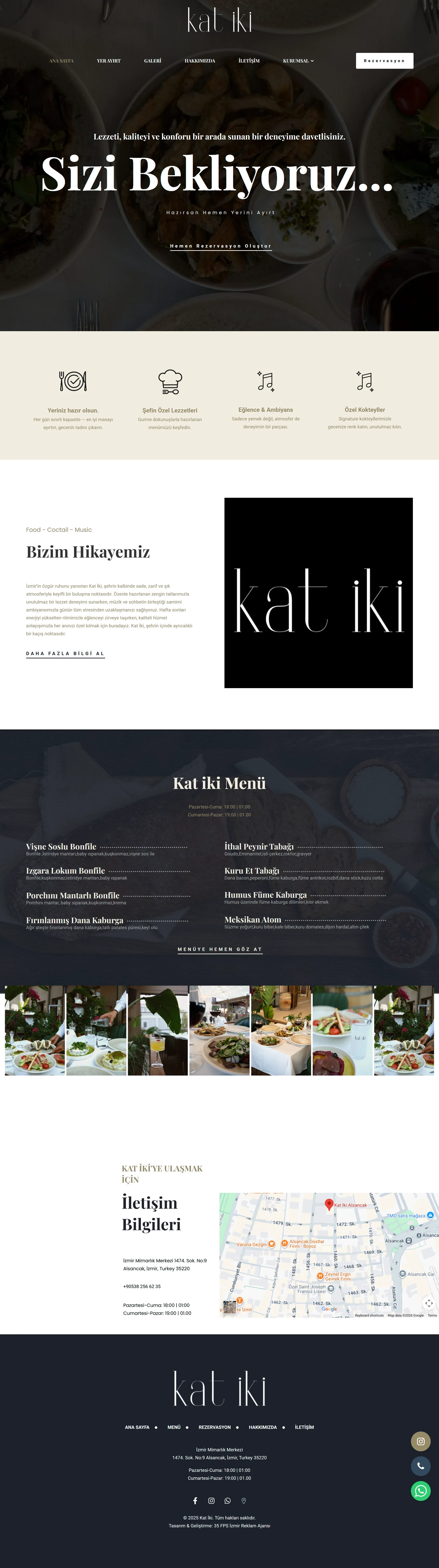 Kat İki Restaurant web sitesi ekran görüntüsü