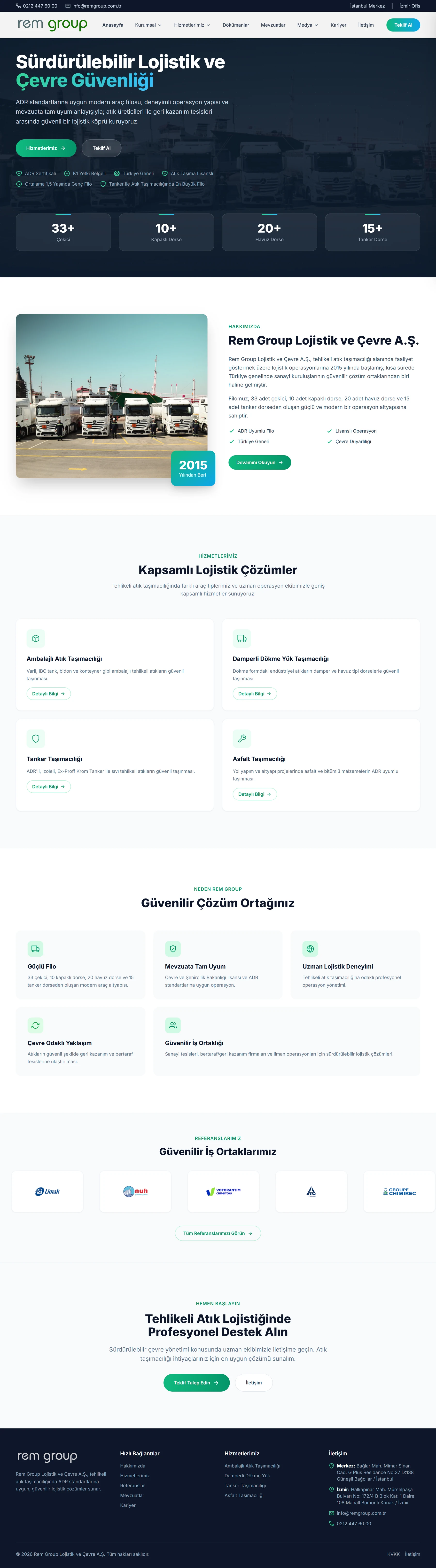 Rem Group Lojistik web sitesi ekran görüntüsü